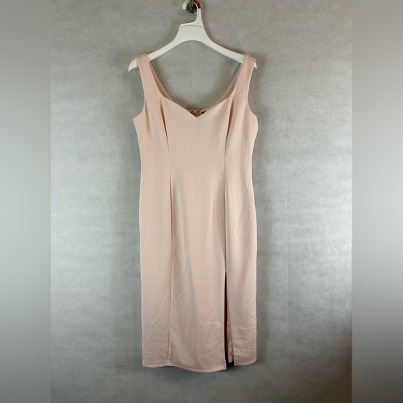 Lulus take me out tonight Midi dress NWT size 14 side slit blush pink - Picture 7 of 10